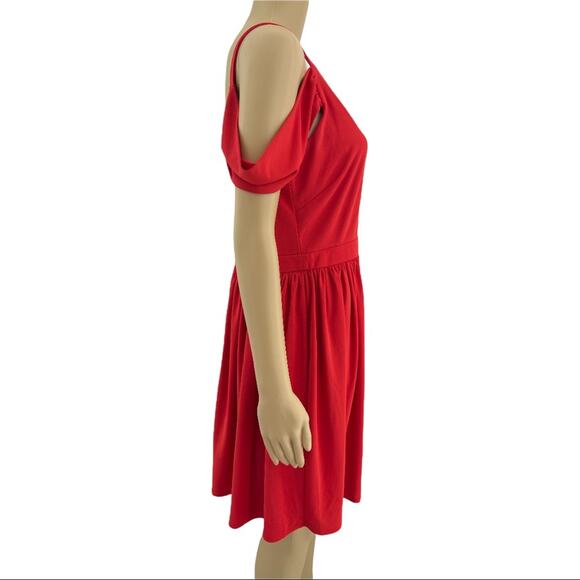 ASOS US 10 NWT Red Lace Back Cold Shoulder Mini A Line Skater Dress - Picture 2 of 7
